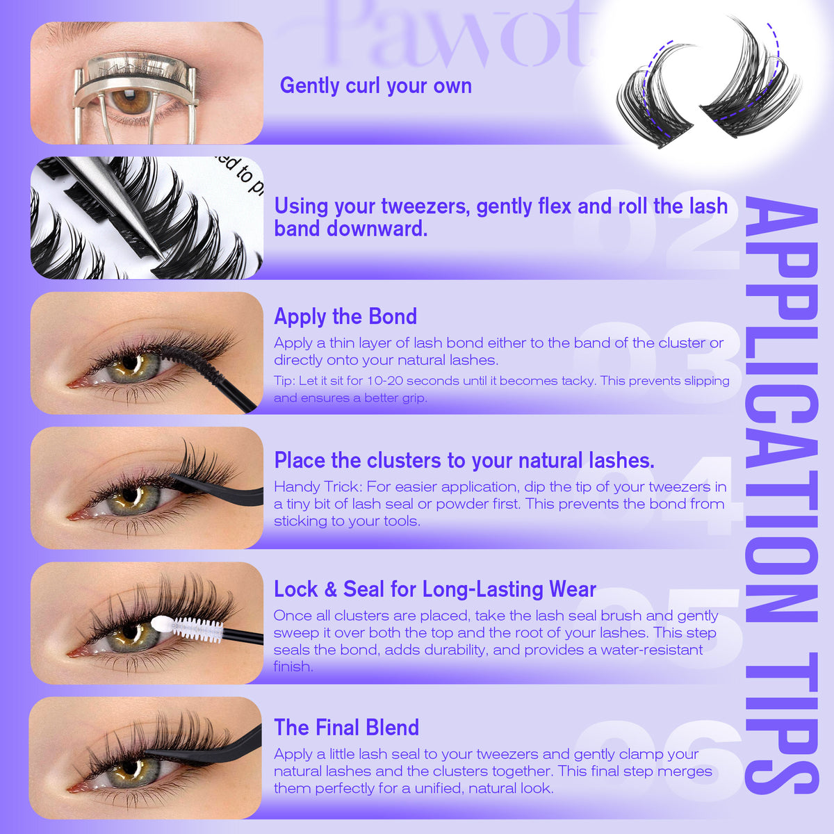 Pawotence Lash Clusters Wispy Kira Cluster Eyelash Extensions 10-18mm Individual Lashes with Soft Thin Band