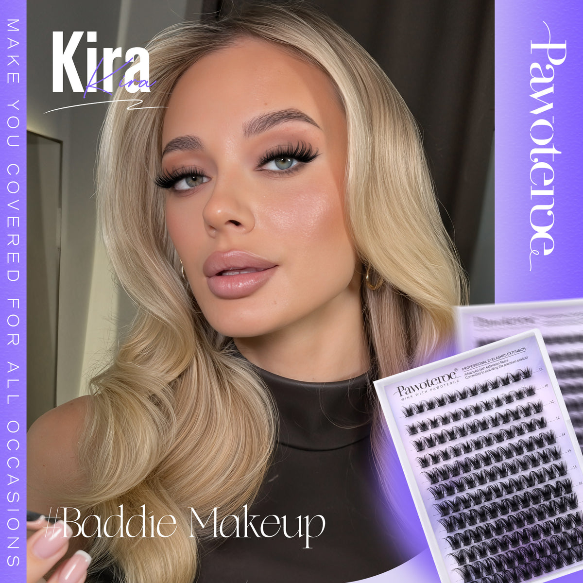 Pawotence Lash Clusters Wispy Kira Cluster Eyelash Extensions 10-18mm Individual Lashes with Soft Thin Band