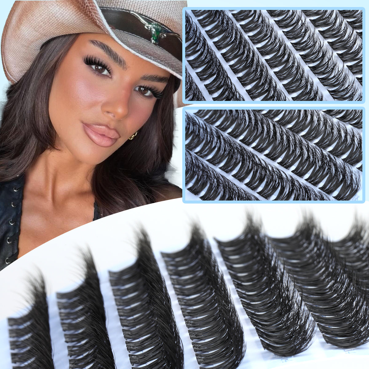 Pawotence Wispy Natural Lash Clusters Kit Spider Cluster Lashes D Curl Comfortable, Super Soft, Thin Band, Long Lasting Eyelashes DIY Lash Extensions for Daily Makeup Beginner Friendly