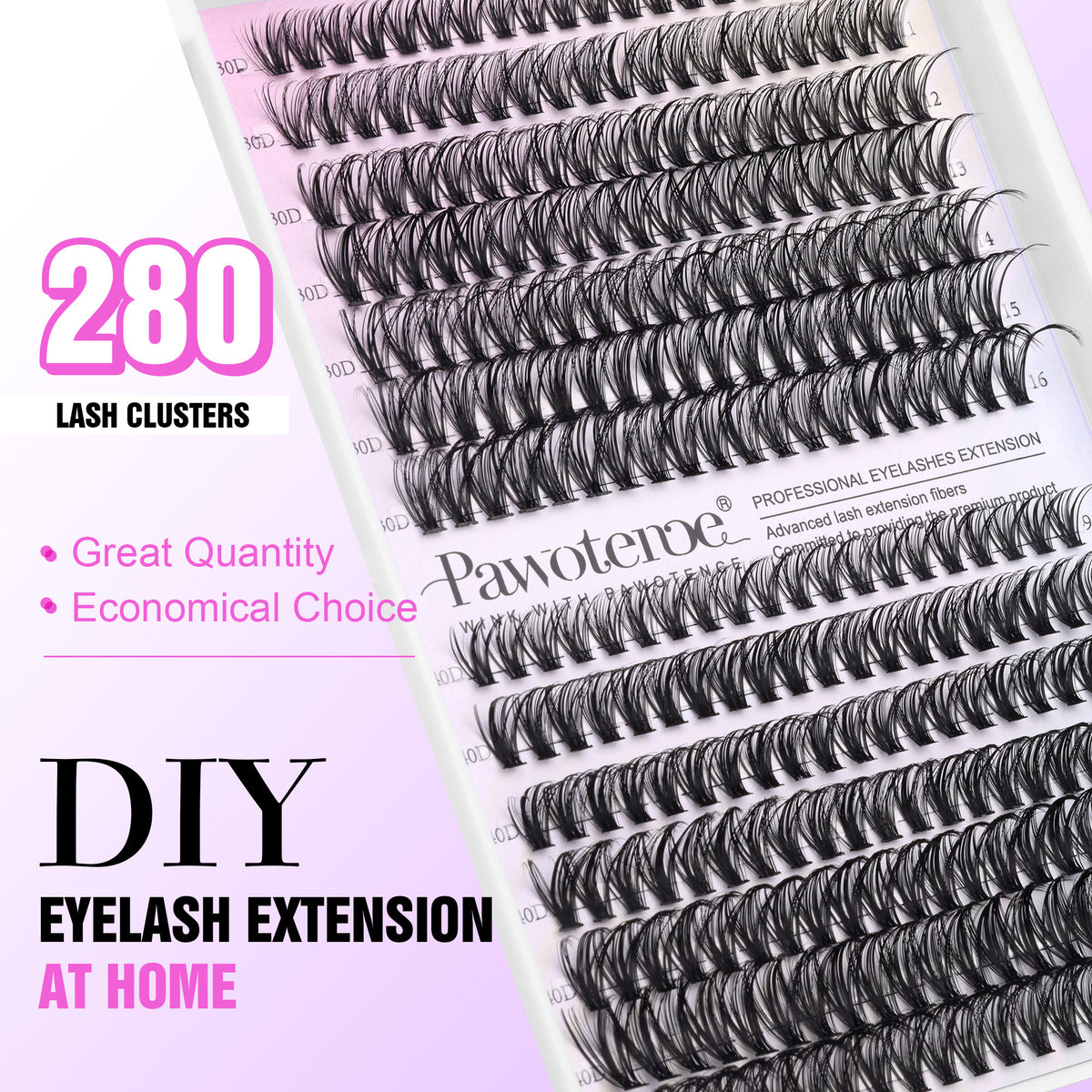 Pawotence Lash Extension Kit 280pcs Individual Lash Clusters Kit 30D 40D Eyelash Extensions Kit with Lash Bond and Seal and Lash Remover