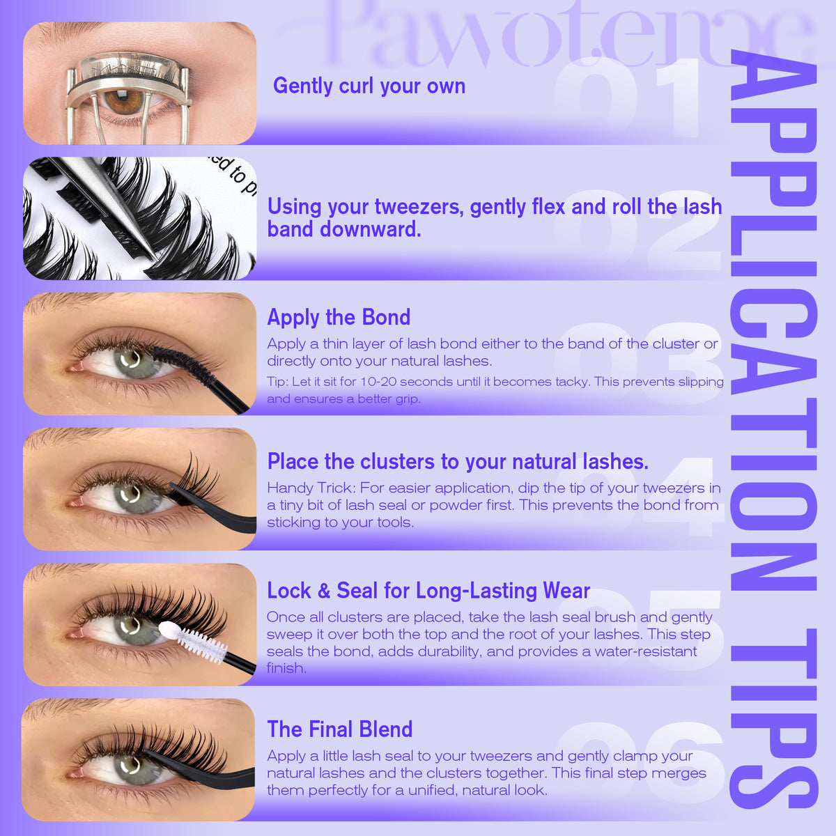 Pawotence Kira Lash Clusters Kit 10-18mm Fairy Cluster Lashes Extension Wispy Lashes with Lash Bond and Seal and Lash Remover