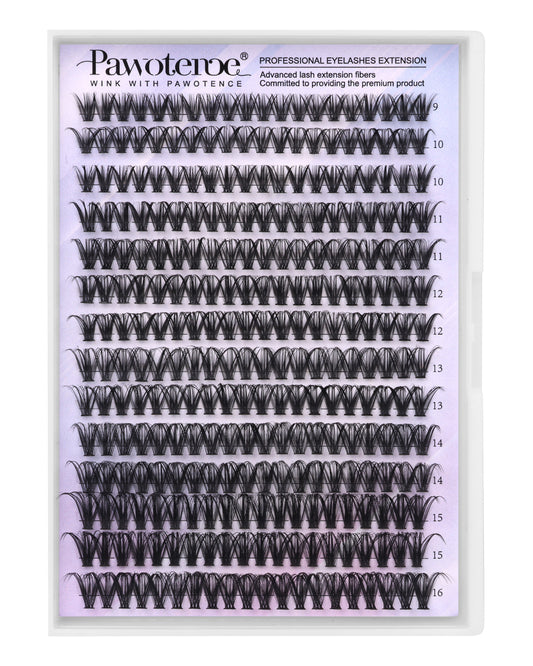 Pawotence Lash Clusters 40D 280pcs Cluster Eyelash Extensions 9-16mm Mix Eyelash Clusters for Self Application (Lashes Only)