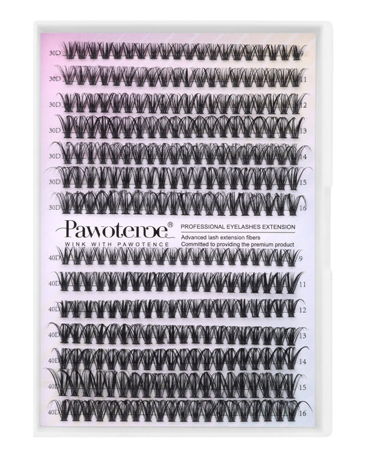 Pawotence Lash Clusters 280pcs Individual Lashes 30D 40D Cluster Eyelash Extensions 9-16mm Eyelash Clusters (Lashes Only)