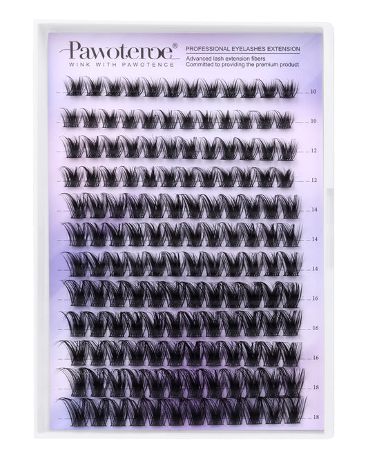 Pawotence Lash Clusters Wispy Kira Cluster Eyelash Extensions 10-18mm Individual Lashes with Soft Thin Band