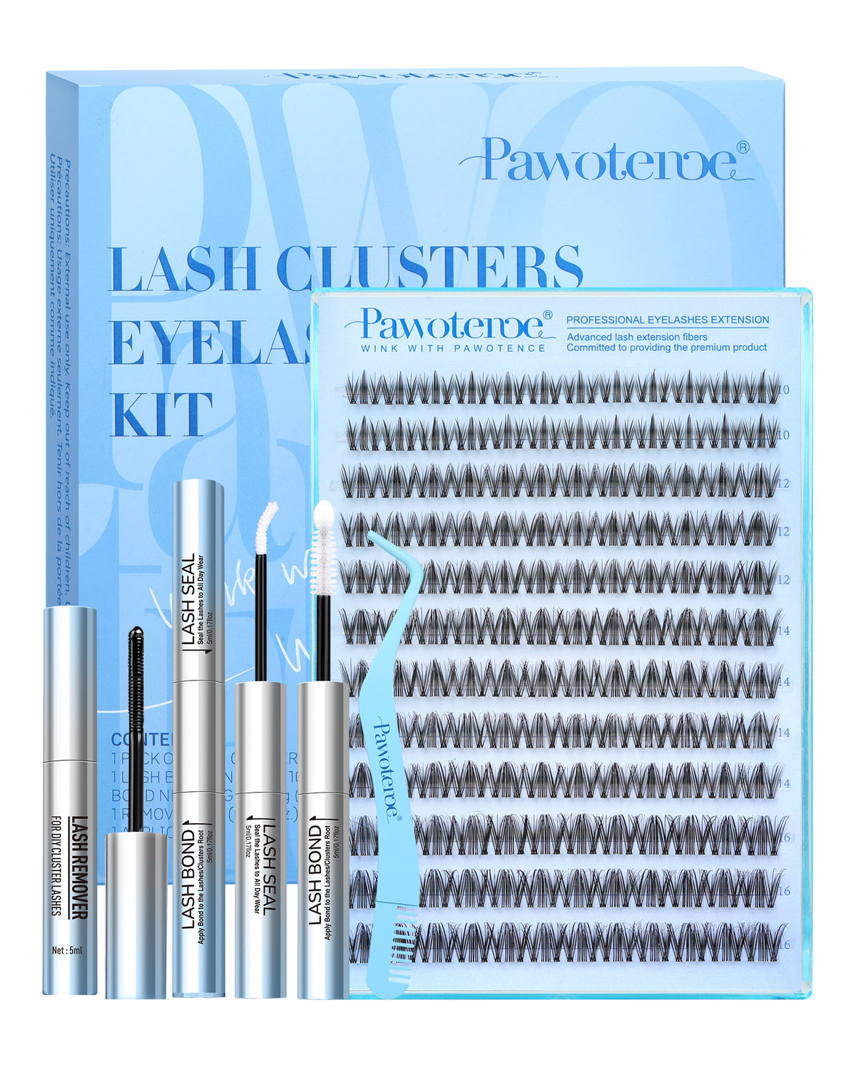 Pawotence Wispy Lash Clusters Kit Spider Lashes D Curl False Lashes Comfortable Soft Thin Band Long Lasting Eyelashes Clusters DIY Lash Extensions for Daily Makeup