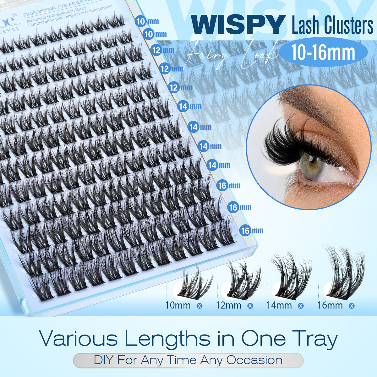 Pawotence Wispy Natural Lash Clusters Kit Spider Cluster Lashes D Curl Comfortable, Super Soft, Thin Band, Long Lasting Eyelashes DIY Lash Extensions for Daily Makeup Beginner Friendly