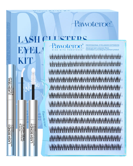 Pawotence Wispy Natural Lash Clusters Spider D Curl False Lashes Comfortabler Soft Thin Band, Long Lasting Eyelashes Clusters for Clean Makeup