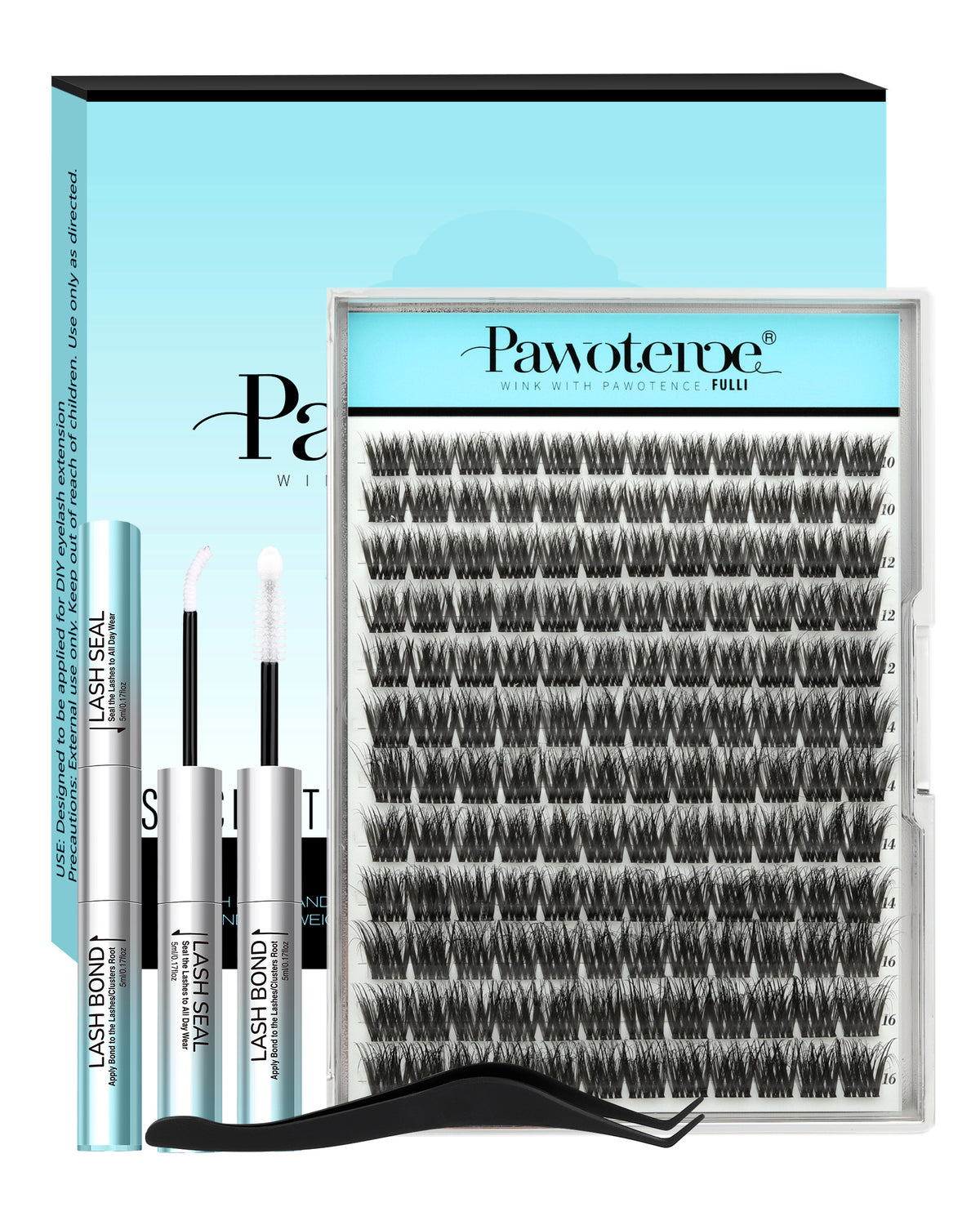 Pawotence Fulli Lash Clusters, 144-Piece Russian Full Glam Volume Eyelash Extensions with Soft Band, D Curl Wispy Individual Lashes for Natural & Glam Makeup Looks