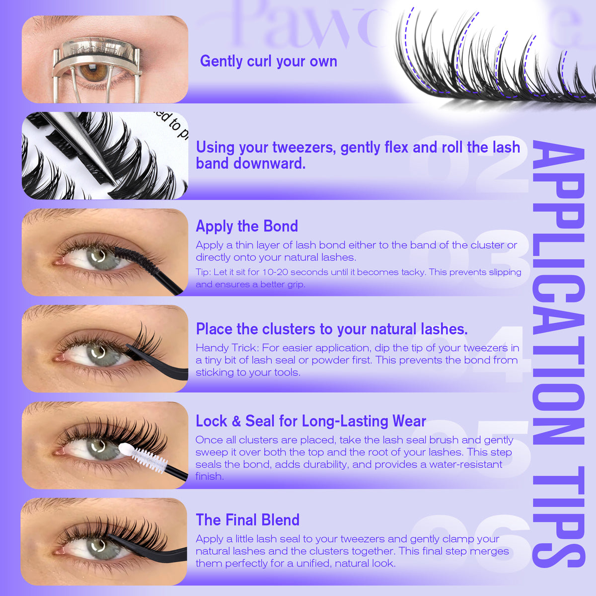 Pawotence Misha Lash Clusters Kit 10-18mm Cluster Lashes Extension Wet Look Wispy Lashes Clusters with Lash Bond and Seal and Lash Remover
